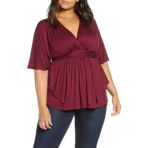 Women's Plus Size Soft Jersey V-Neck Everyday Casual Dressy Knit Promenade Top